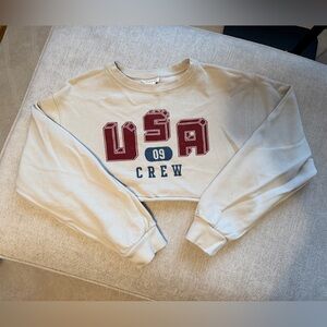 Topshop Beige USA Crew Neck Sweater